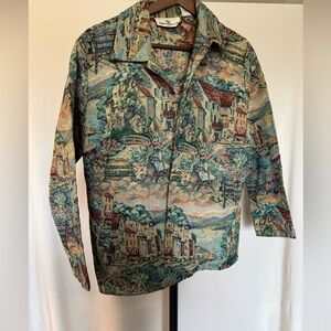 erin london Multicolor Tapestry-Print Lightweight Shirt Jacket